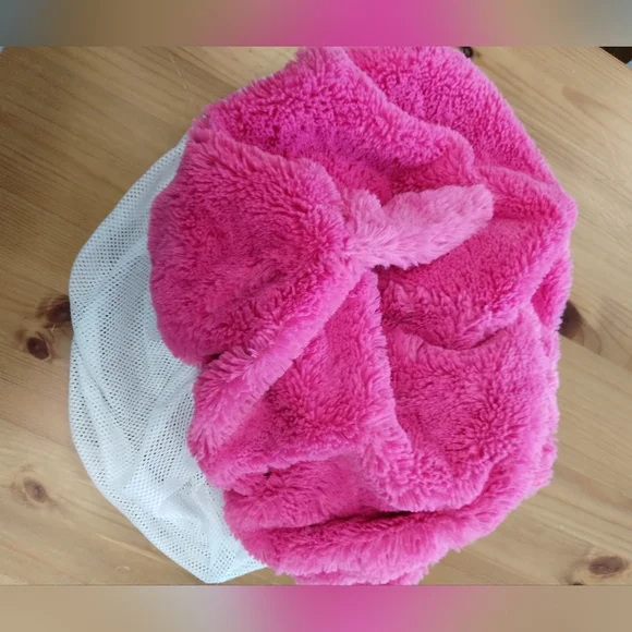 Cat Pretty Pink Soft Furry Toy Storage (Unfilled) Net with a Zipper Cushion Seat - Picture 8 of 10
